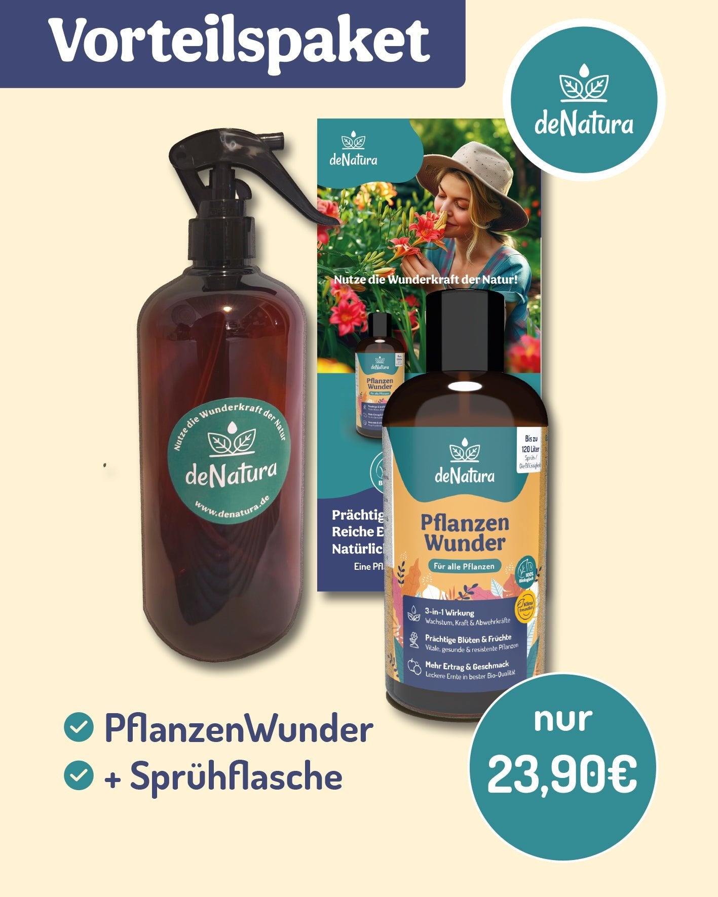 PflanzenWunder Bambusextrakt Vorteilspaket – Natürlicher Pflanzenhilfsstoff  + Sprühflasche – deNatura