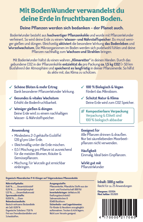 BodenWunder - Die Premium Pflanzenkohle für kraftvollen Boden und gesundes Wachstum